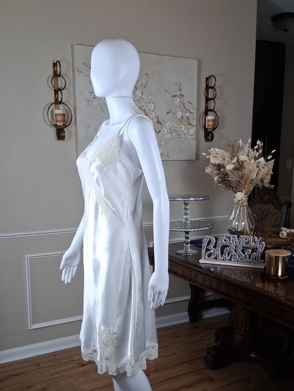 Victoria's Secret White Floral Lace Trim Slip Mini Dress Women's Lingerie Large - Picture 6 of 16